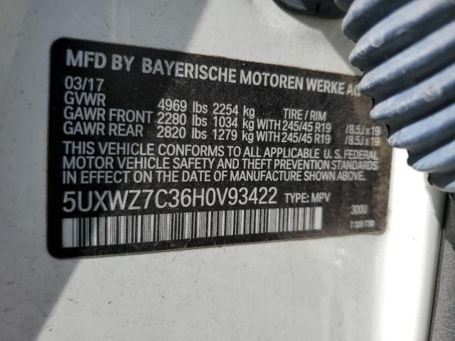 5UXWZ7C36H0V93422 - 2017 BMW X3 SDRIVE28I WHITE photo 13