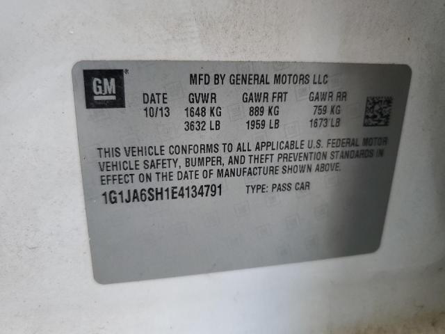 1G1JA6SH1E4134791 - 2014 CHEVROLET SONIC LS WHITE photo 12