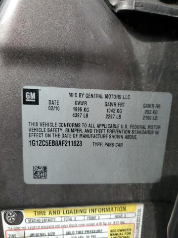 1G1ZC5EB8AF211623 - 2010 CHEVROLET MALIBU 1LT GRAY photo 12