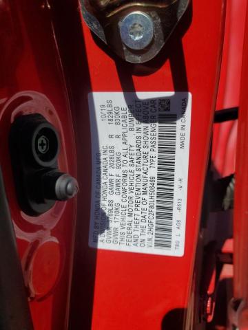 2HGFC2F80LH506469 - 2020 HONDA CIVIC SPORT წითელი ფოტო 12