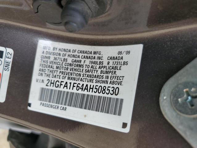 2HGFA1F64AH508530 - 2010 HONDA CIVIC LX-S Շագանակագույն լուսանկար 13