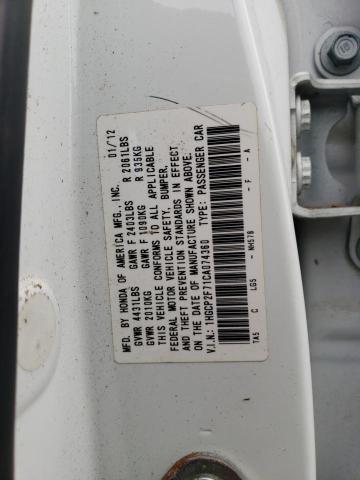 1HGCP2F71CA074360 - 2012 HONDA ACCORD EX WHITE photo 12