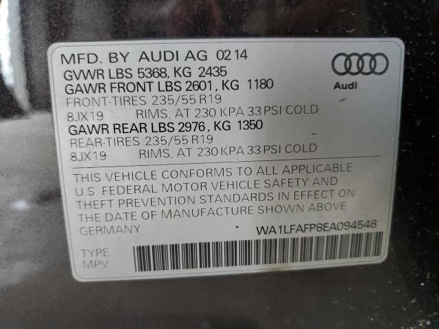 WA1LFAFP8EA094548 - 2014 AUDI Q5 PREMIUM PLUS GRAY photo 14