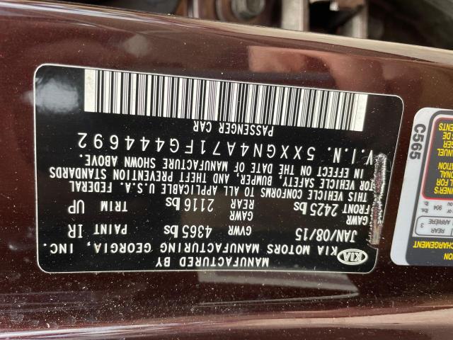 5XXGN4A71FG444692 - 2015 KIA OPTIMA EX RED photo 10