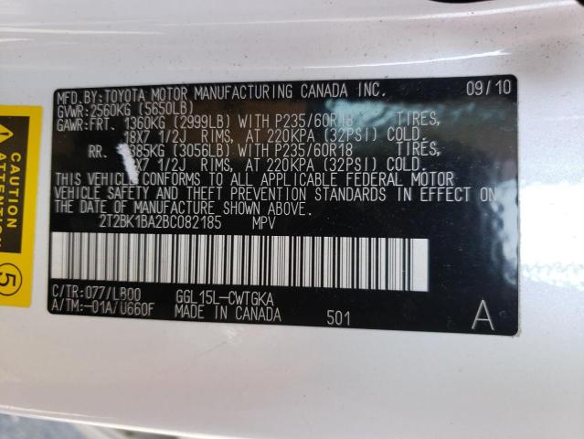 2T2BK1BA2BC082185 - 2011 LEXUS RX 350 WHITE photo 13