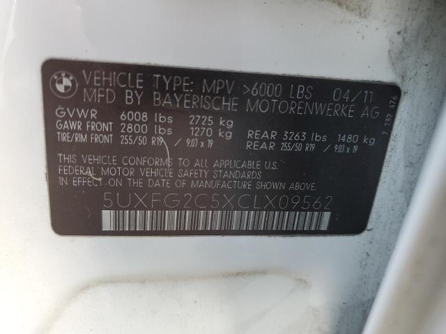 5UXFG2C5XCLX09562 - 2012 BMW X6 XDRIVE35I WHITE photo 13