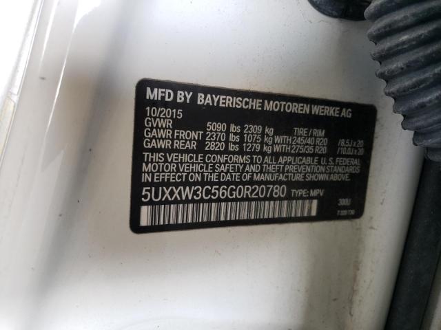 5UXXW3C56G0R20780 - 2016 BMW X4 XDRIVE28I WHITE photo 13