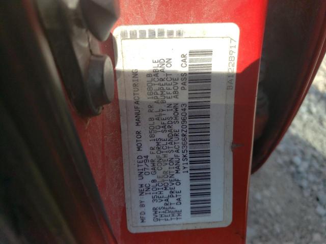 1Y1SK5366RZ096043 - 1994 GEO PRIZM BASE RED photo 12