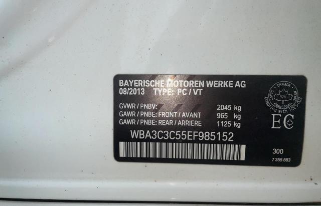 WBA3C3C55EF985152 - 2014 BMW 320 I XDRIVE WHITE photo 10