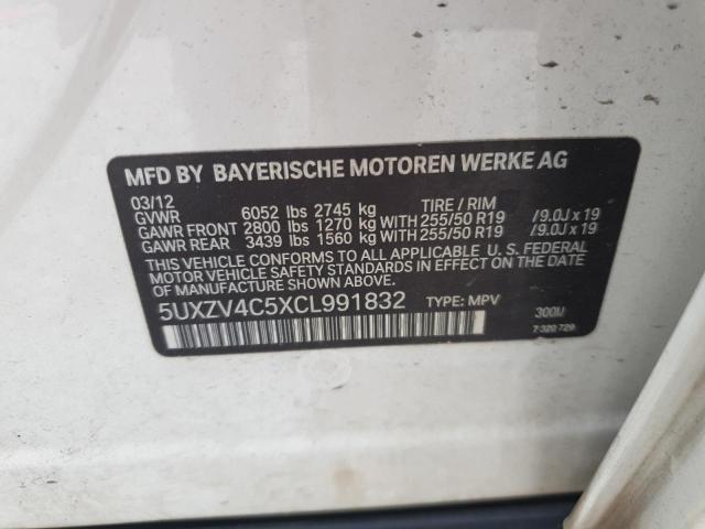 5UXZV4C5XCL991832 - 2012 BMW X5 XDRIVE35I Blanco foto 13