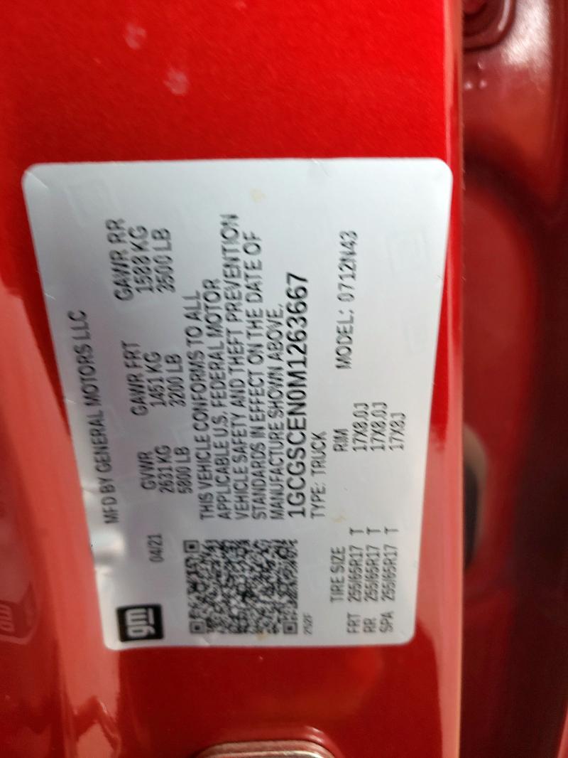 1GCGSCEN0M1263667 - 2021 CHEVROLET COLORADO LT RED photo 12