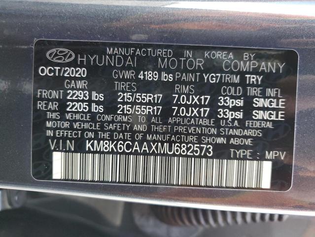 KM8K6CAAXMU682573 - 2021 HYUNDAI KONA SEL PLUS GRAY photo 12