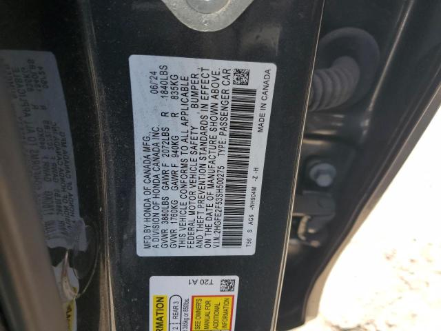 2HGFE2F53SH500275 - 2025 HONDA CIVIC SPORT GRAY photo 13