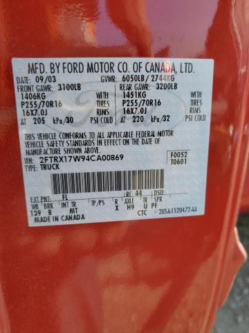 2FTRX17W94CA00869 - 2004 FORD F-150 HERI CLASSIC RED photo 13