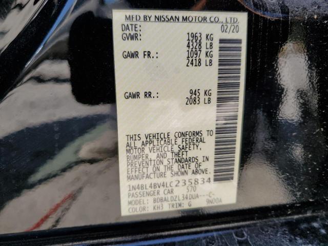 1N4BL4BV4LC235834 - 2020 NISSAN ALTIMA S BLACK photo 12