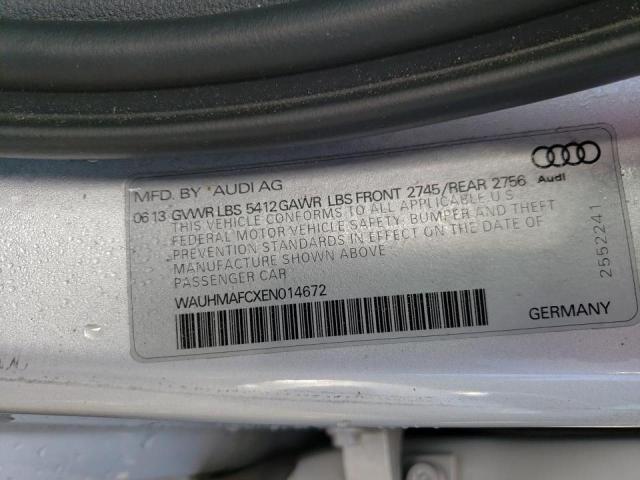 WAUHMAFCXEN014672 - 2014 AUDI A6 PRESTIGE 银色 照片 10