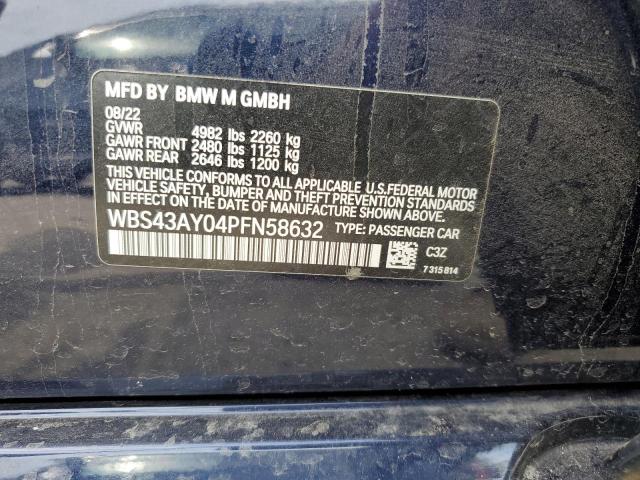 WBS43AY04PFN58632 - 2023 BMW M3 COMPETITION BLUE photo 12