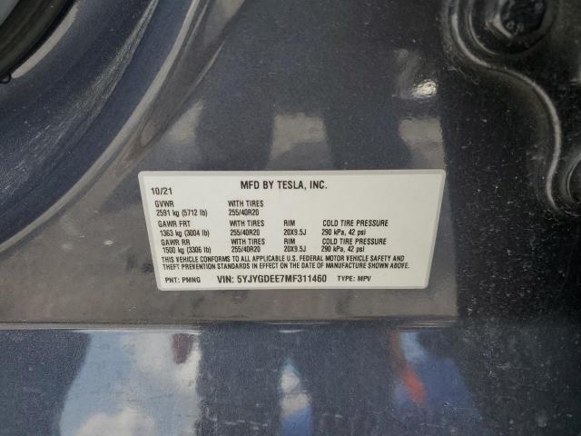 5YJYGDEE7MF311460 - 2021 TESLA MODEL Y Boz foto 12