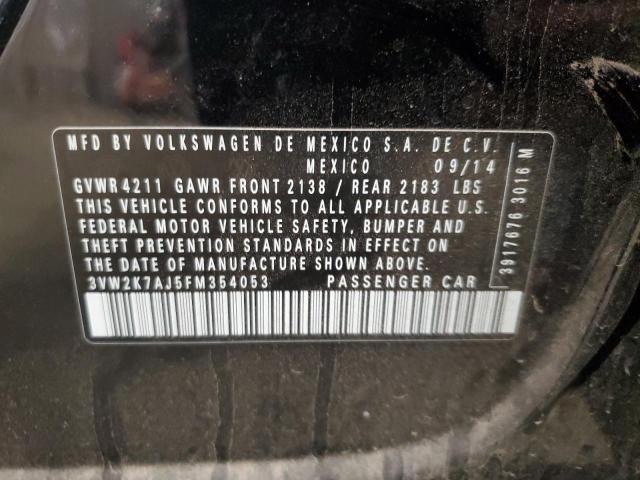 3VW2K7AJ5FM354053 - 2015 VOLKSWAGEN JETTA BASE BLACK photo 12