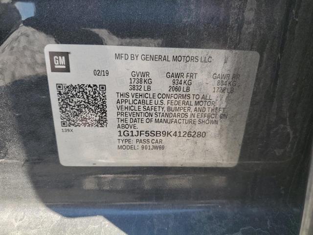 1G1JF5SB9K4126280 - 2019 CHEVROLET SONIC PREMIER CHARCOAL photo 12