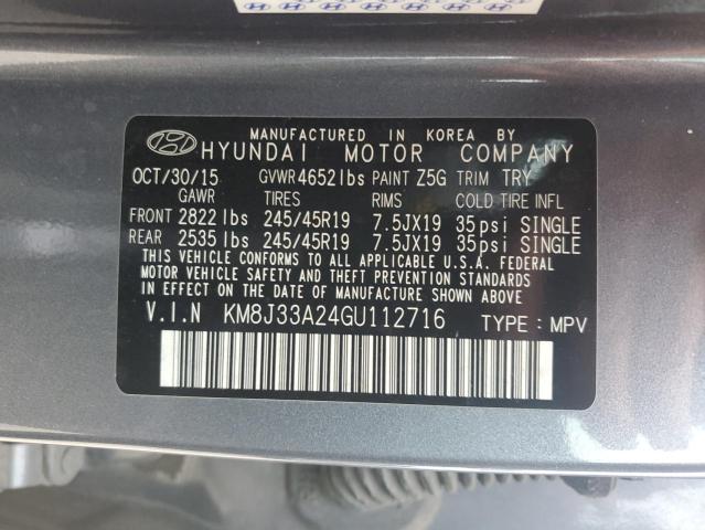 KM8J33A24GU112716 - 2016 HYUNDAI TUCSON LIMITED GRAY photo 13