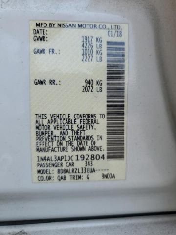 1N4AL3AP1JC192804 - 2018 NISSAN ALTIMA 2.5 Ağ foto 13