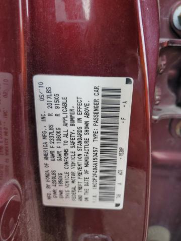 1HGCP2F49AA150457 - 2010 HONDA ACCORD LXP BURGUNDY photo 13