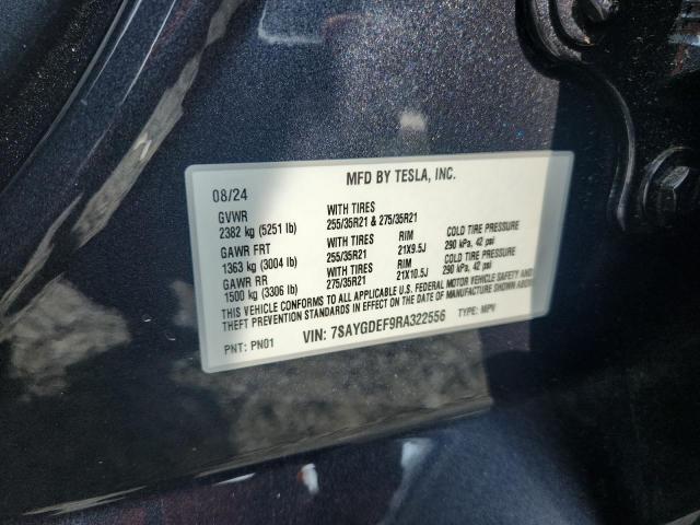 7SAYGDEF9RA322556 - 2024 TESLA MODEL Y GRAY photo 12