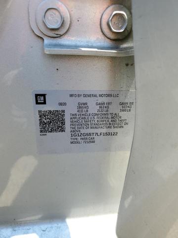 1G1ZG5ST7LF153122 - 2020 CHEVROLET MALIBU RS ვერცხლისფერი ფოტო 12