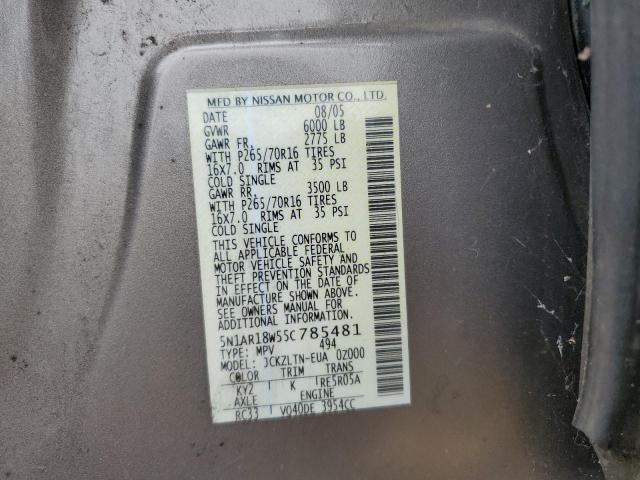 5N1AR18W55C785481 - 2005 NISSAN PATHFINDER LE 棕色 照片 13