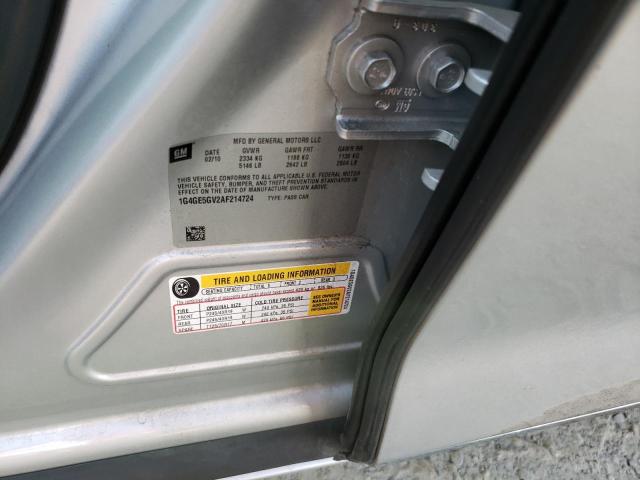 1G4GE5GV2AF214724 - 2010 BUICK LACROSSE CXS SILVER photo 12