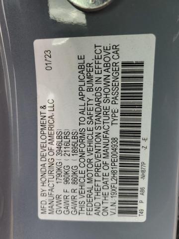 19XFL2H81PE004938 - 2023 HONDA CIVIC SPORT 灰色 照片 12