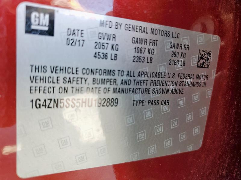 1G4ZN5SS5HU192889 - 2017 BUICK LACROSSE PREFERRED RED photo 13