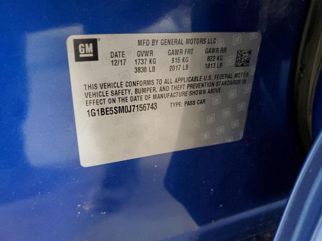 1G1BE5SM0J7156743 - 2018 CHEVROLET CRUZE LT ლურჯი ფოტო 12