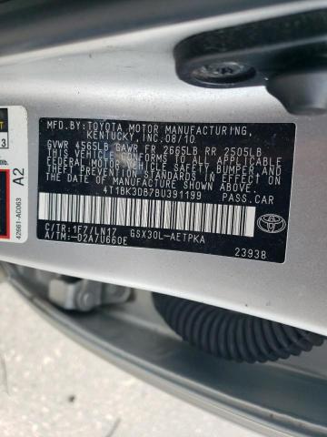 4T1BK3DB7BU391199 - 2011 TOYOTA AVALON BASE Argent photo 12