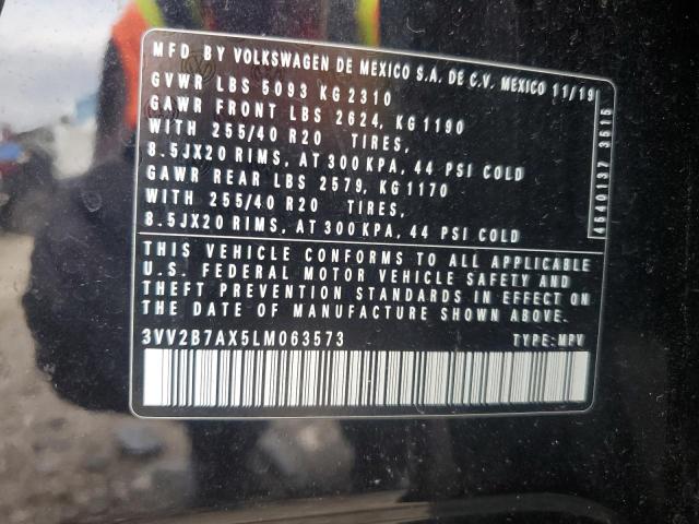 3VV2B7AX5LM063573 - 2020 VOLKSWAGEN TIGUAN SE შავი ფოტო 13