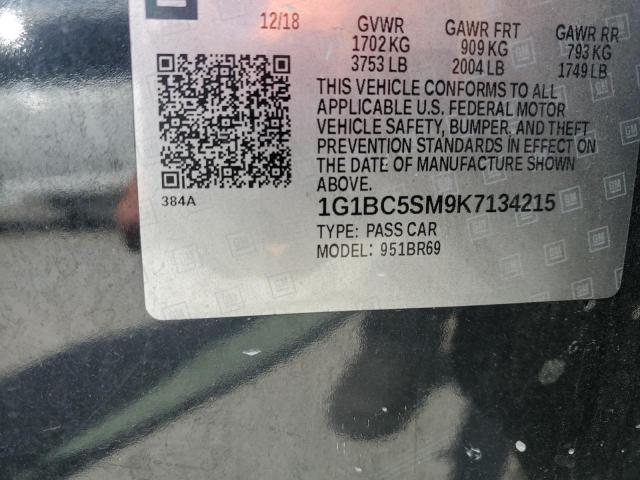 1G1BC5SM9K7134215 - 2019 CHEVROLET CRUZE LS 黑色 照片 12