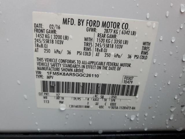 1FM5K8AR5GGC26110 - 2016 FORD EXPLORER POLICE INTERCEPTOR WHITE photo 14