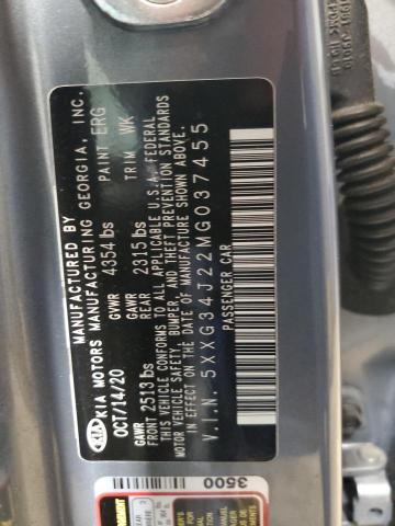 5XXG34J22MG037455 - 2021 KIA K5 EX GRAY photo 13