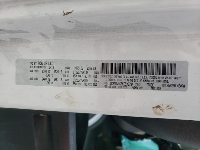 3C6TRVAG0KE532734 - 2019 RAM PROMASTER 1500 STANDARD WHITE photo 13