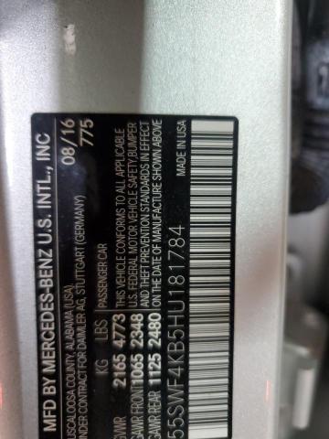 55SWF4KB5HU181784 - 2017 MERCEDES-BENZ C 300 4MATIC SILVER photo 12