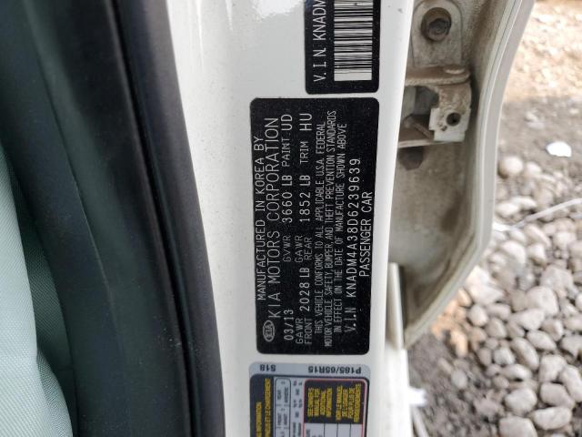 KNADM4A38D6239639 - 2013 KIA RIO LX WHITE photo 12