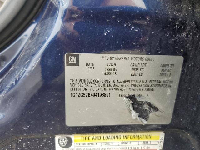 1G1ZG57B494198801 - 2009 CHEVROLET MALIBU LS BLUE photo 12