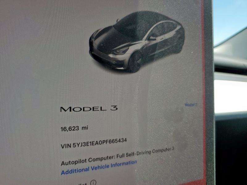 5YJ3E1EA0PF665434 - 2023 TESLA MODEL 3 GRAY photo 9