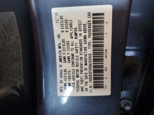 1HGCR2F59GA095648 - 2016 HONDA ACCORD SPORT GRAY photo 12