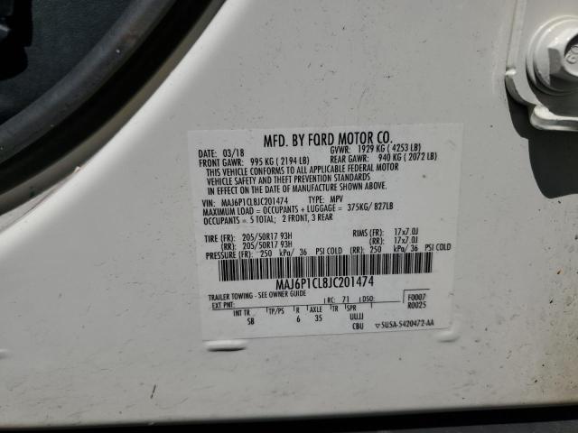 MAJ6P1CL8JC201474 - 2018 FORD ECOSPORT SES თეთრი ფოტო 13