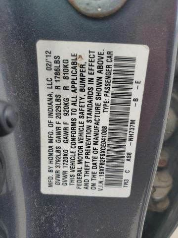 19XFB2F9XCE041088 - 2012 HONDA CIVIC EXL CHARCOAL photo 12