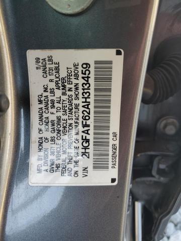 2HGFA1F62AH313459 - 2010 HONDA CIVIC LX-S Մոխրագույն լուսանկար 12