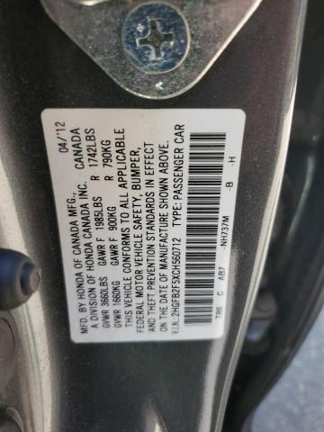 2HGFB2F5XCH560712 - 2012 HONDA CIVIC LX GRAY photo 12