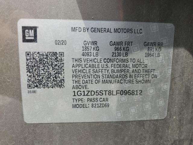 1G1ZD5ST8LF096812 - 2020 CHEVROLET MALIBU LT TAN photo 12